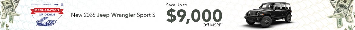 Up to $9,000 Off MSRP – 2026 Jeep Wrangler Sport S